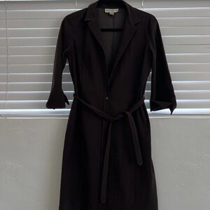 Petite Sophisticate Brown Long Sleeve Dress